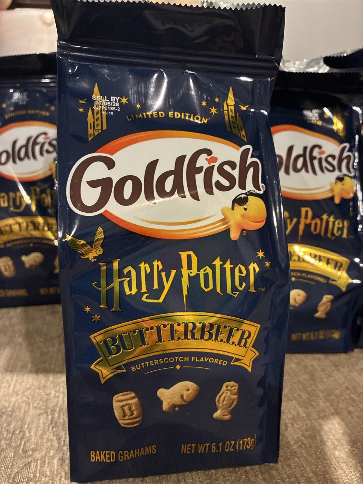 10 Bags LIMITED EDITION HARRY POTTER BUTTERBEER GOLDFISH GRAHAMS COOKIES 7/5/26