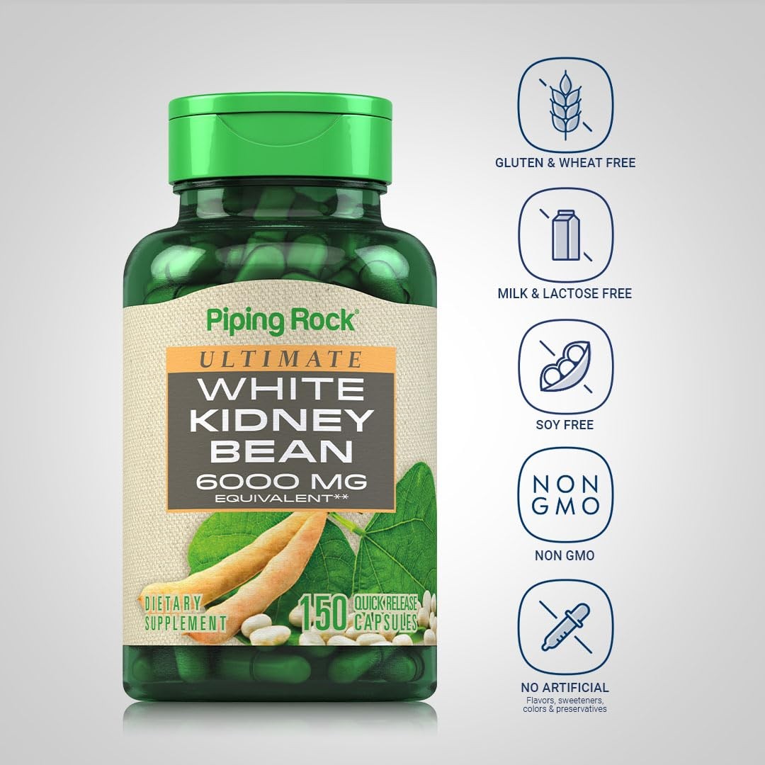 Piping Rock White Kidney Bean Extract | 150 Capsules | 150 Count (Pack of 1)
