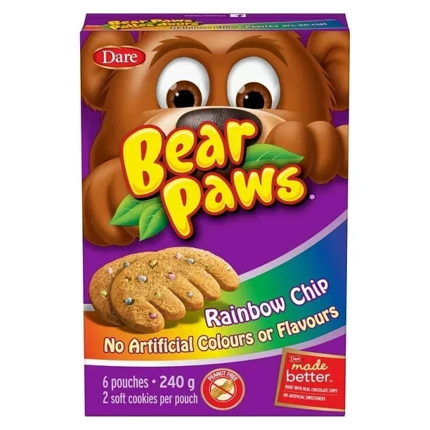2 Boxes DARE Bear Paws Rainbow Chip Soft Cookies – FRESH