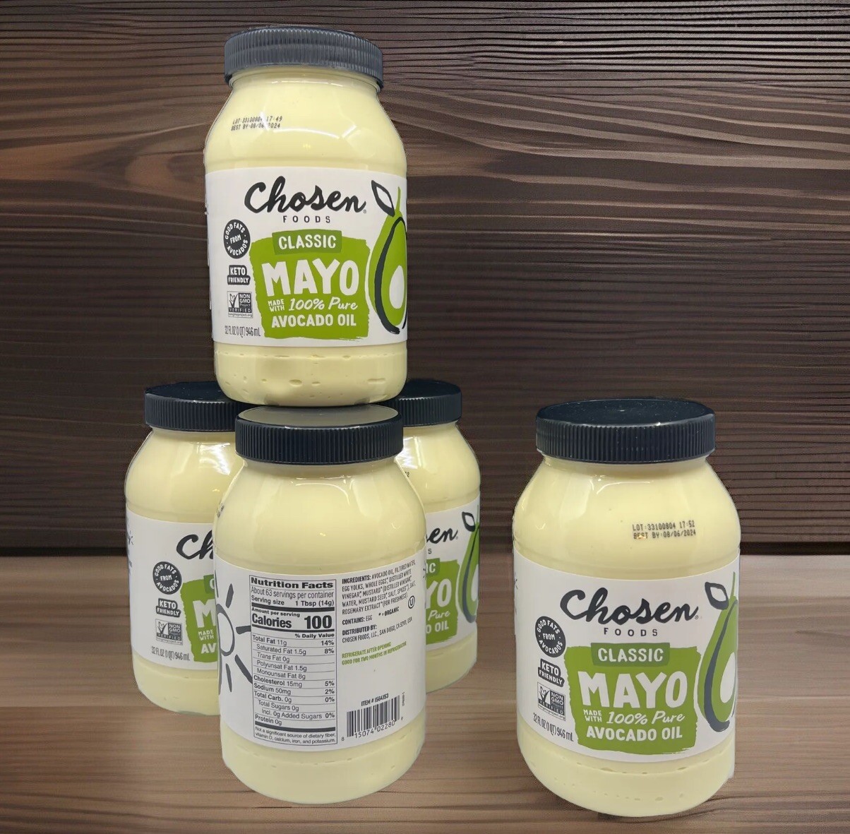 2 Chosen Foods Avocado Oil Mayo 32oz 100%Pure NO SEED OIL Whole Food Avocado Oil