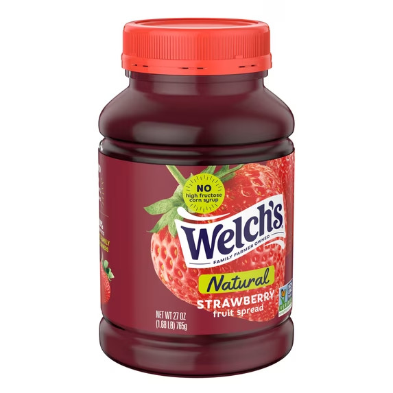 (3 pack) Welch’s Natural Strawberry Spread, 27 oz Jar.