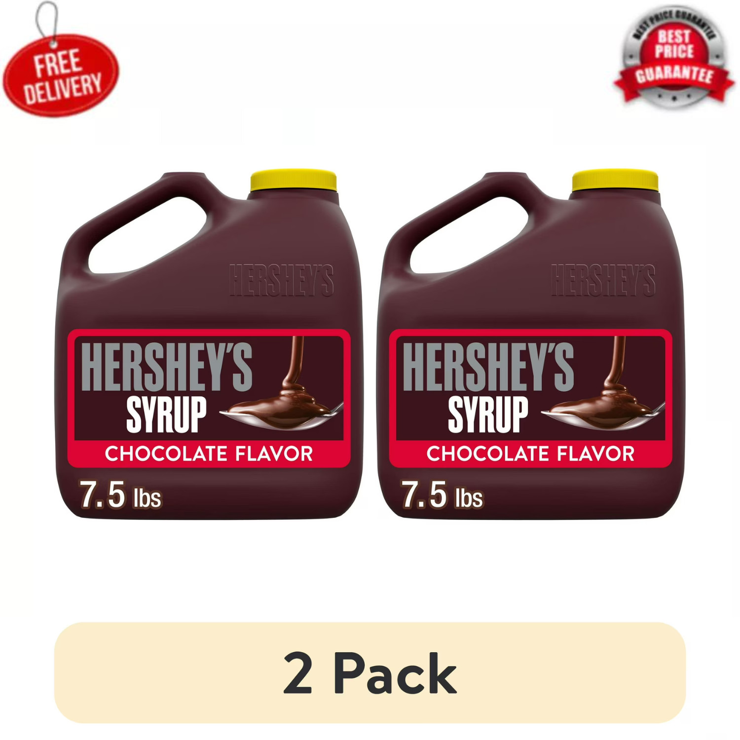 (2 pack) Hershey’s Chocolate Flavored Syrup, Bulk Jug 7 lb 8 oz