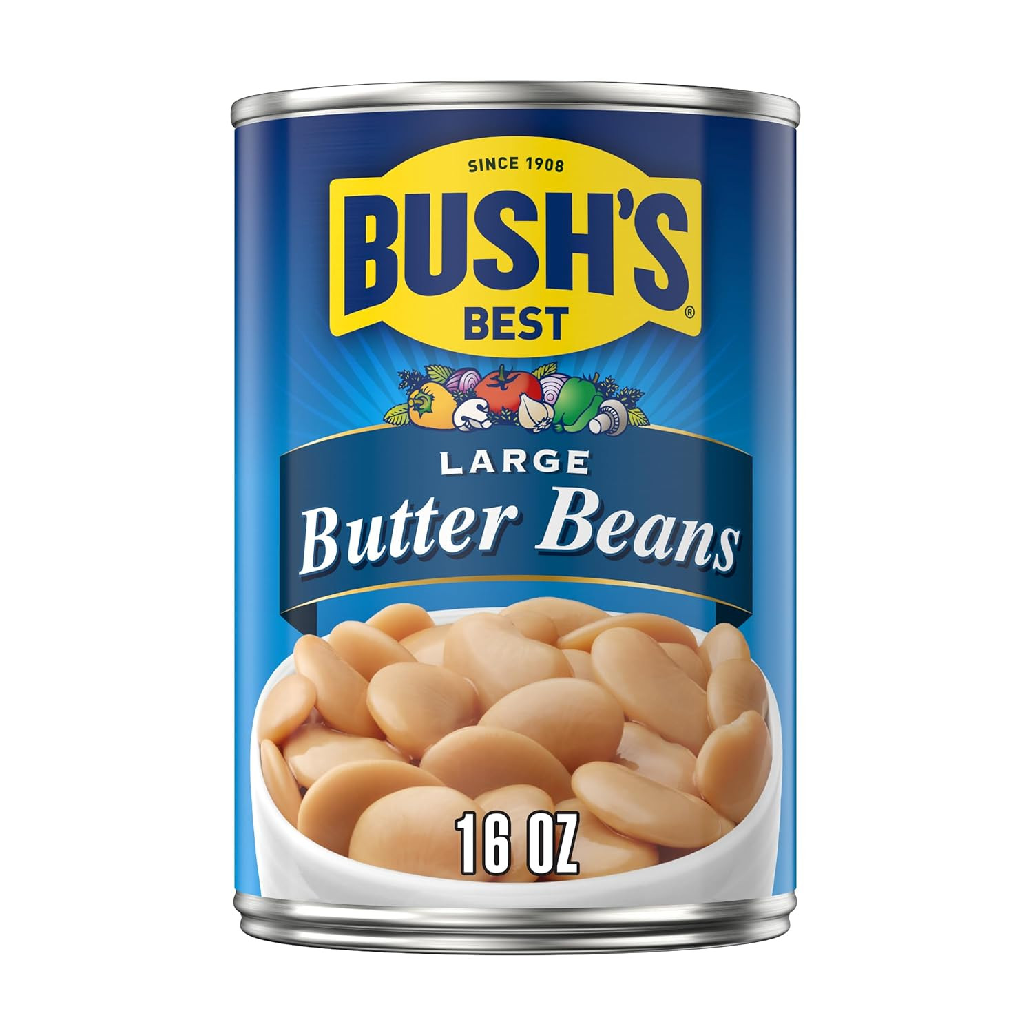 16 Oz Canned Baby Butter Beans, Source of Plant Based Protein and Fiber, Low Fat