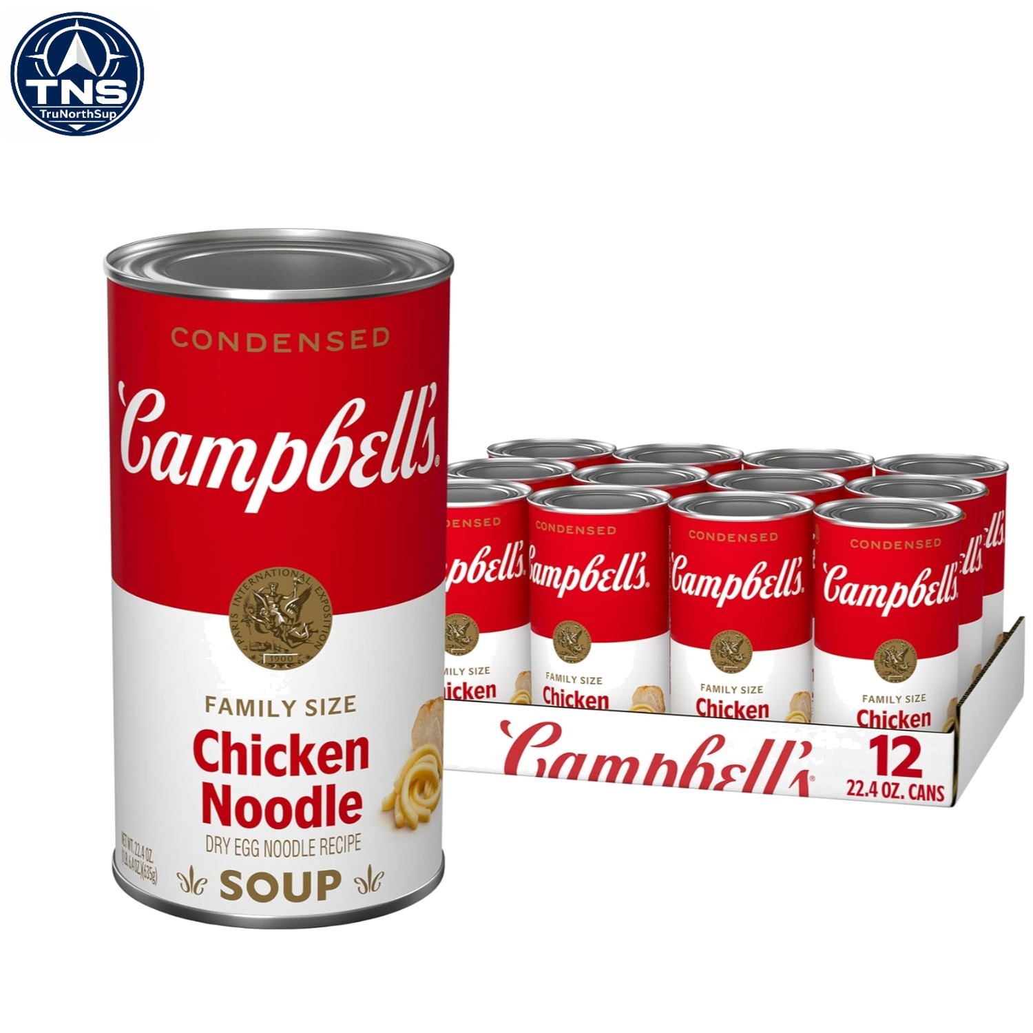 Campbell’s Chicken Noodle Soup 22.4 oz Can Pack of 12 Egg Noodle Dry Vegetarian