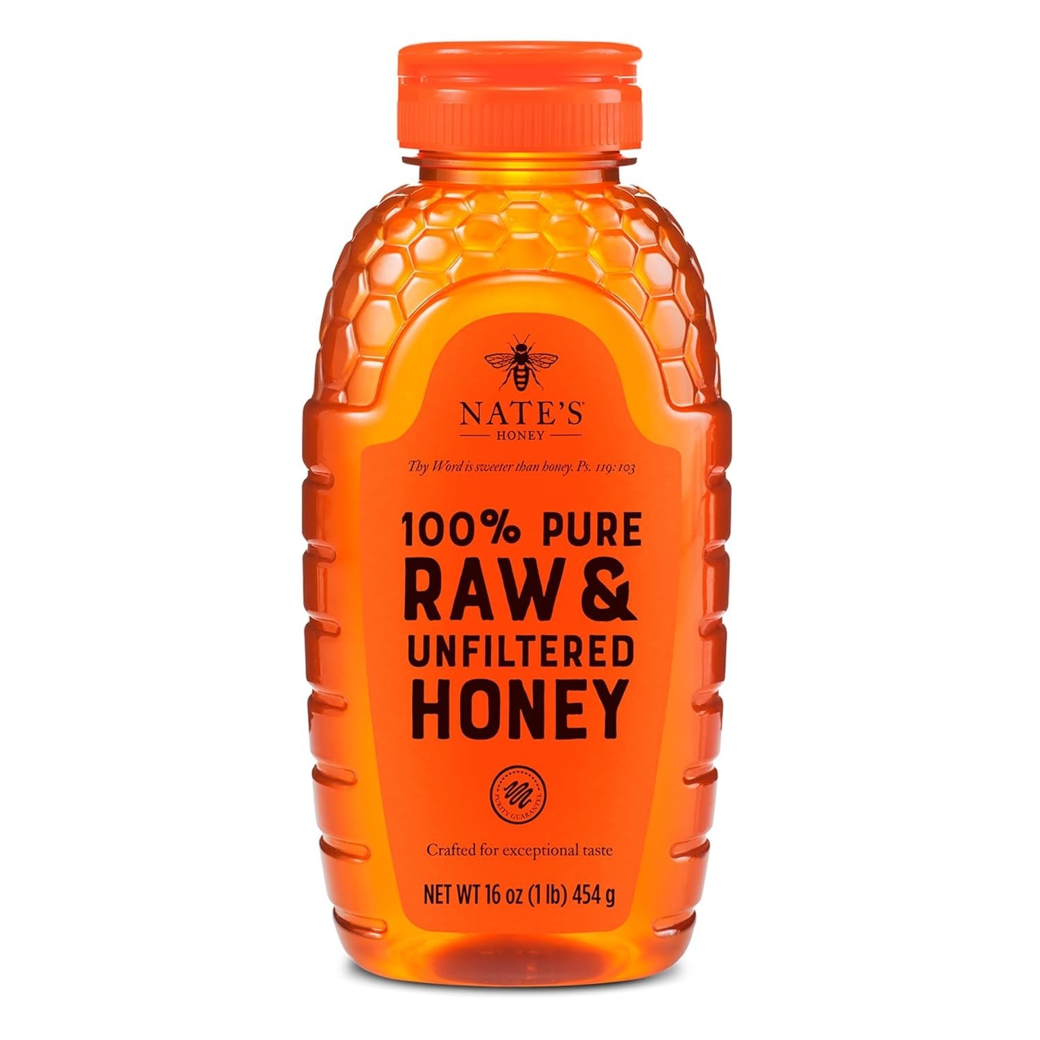 Nate’s 100% Pure Raw & Unfiltered Honey – Award-Winning Taste 32oz. Squeeze Bo