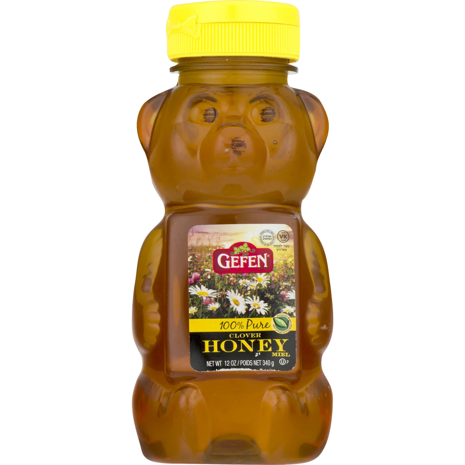 Gefen 100% Pure Clover Honey Bear, 12oz (4 Pack) – Natural Sweetener, Kosher