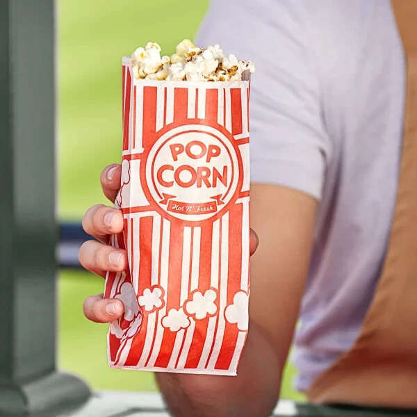 (1000 BAGS) CARNIVAL KING 1.1 oz POPCORN PAPER BAGS, 3 3/4″ x 1 3/4″ x 9 1/2″