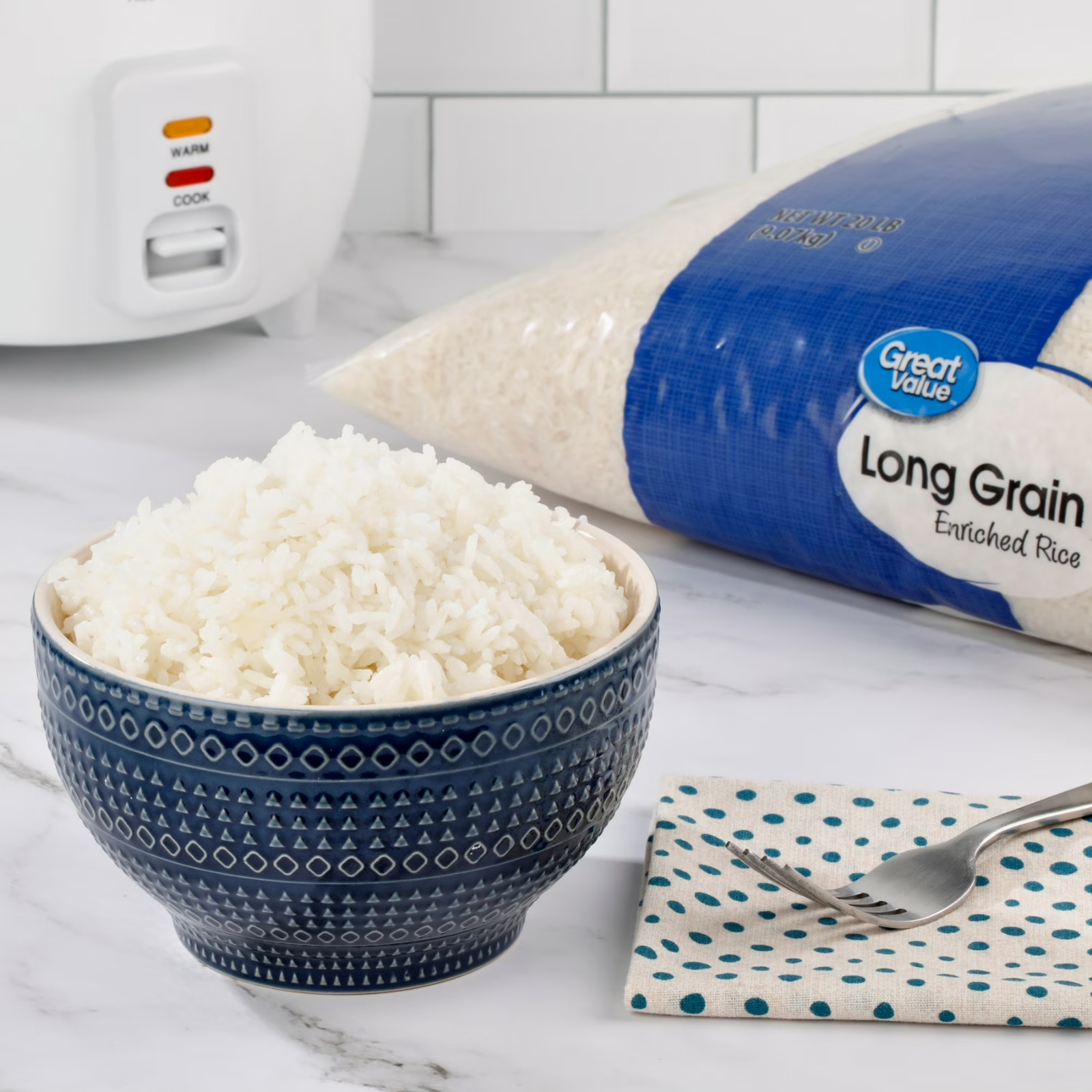 Great Value Long Grain Enriched Rice – 20 lb Bag – Bulk Pantry Staple – NEW