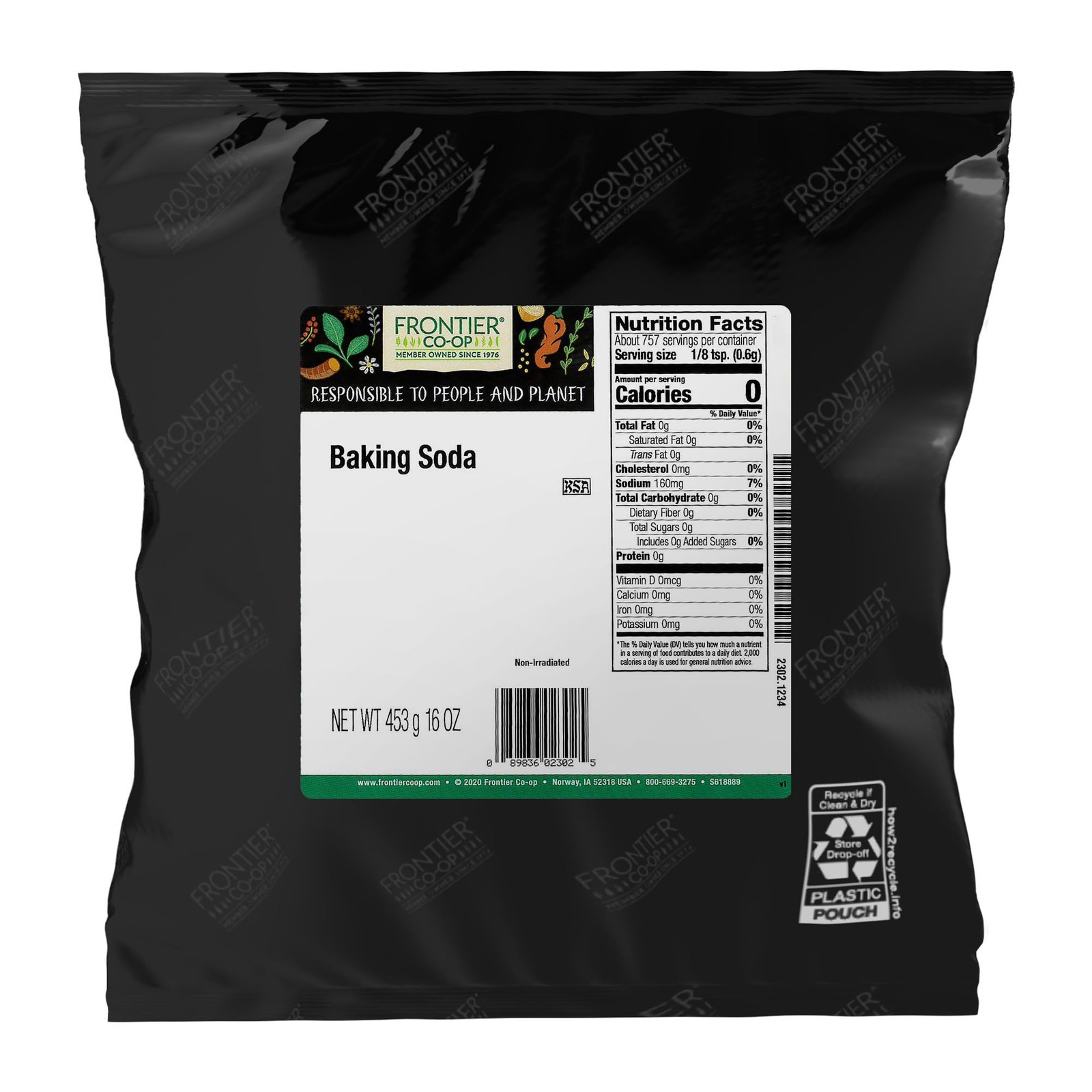 Frontier Co-op Baking Soda Powder, Kosher | 1 lb. Bulk 16 Ounce (Pack of 1)