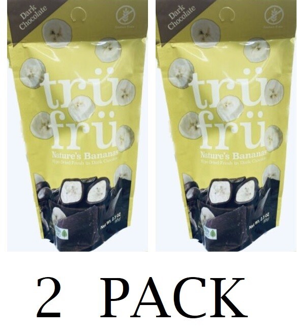 2x Tru Fru Grab & Go Hyper-Dried Real Bananas in Dark Chocolate 2.3 oz – 2 PACK