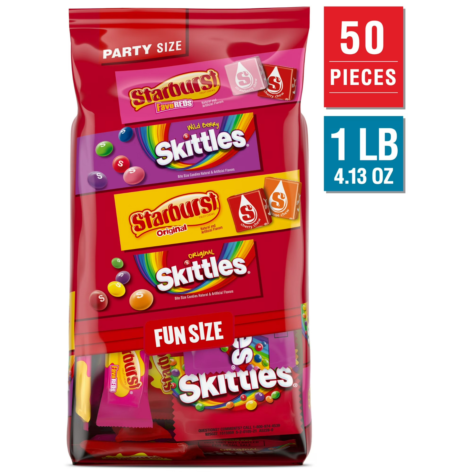 Skittles & Starburst Fun Size Chewy Candy Variety Bag, Party Size – 20.13 oz Bul