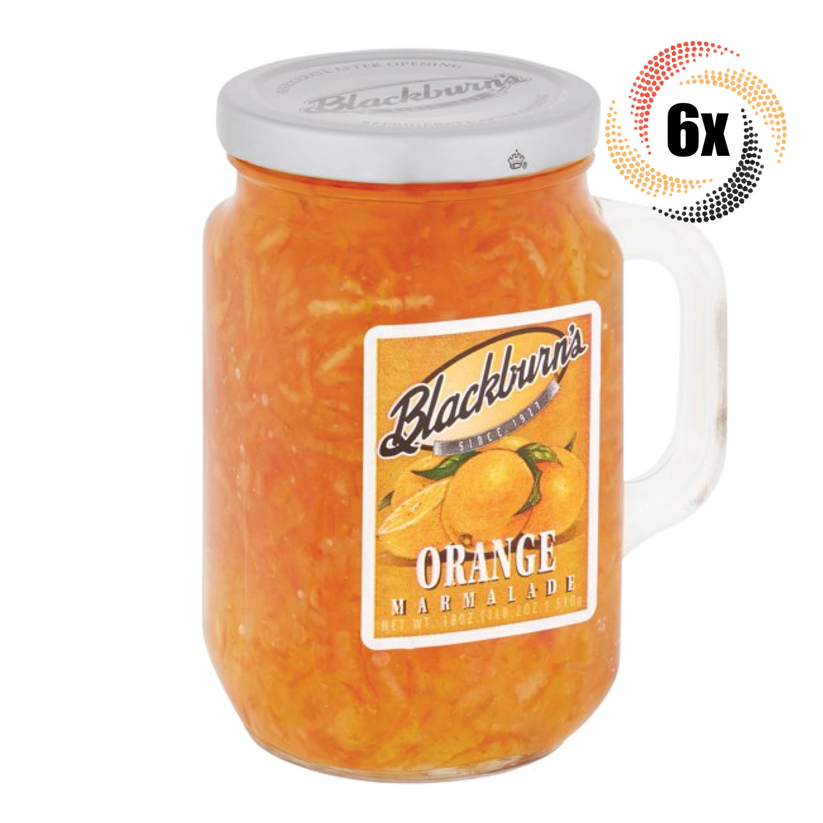 6x Mugs Blackburn’s Orange Marmalade Fat Free Jelly Mugs 18oz ( Fast Shipping! )