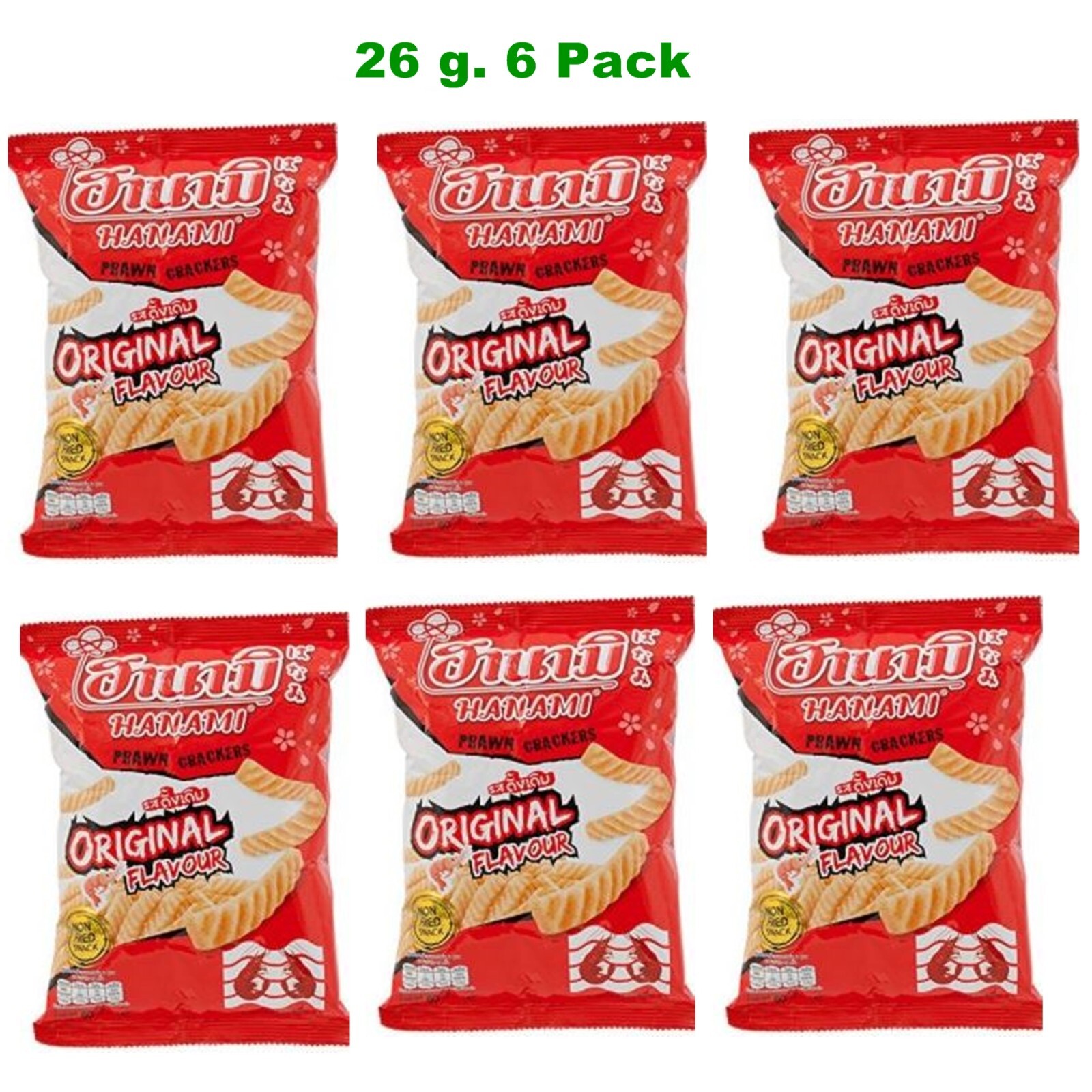 Hanami Prawn Crackers Snack Original Flavour Thailand crispy delicious 3,6,12 pc