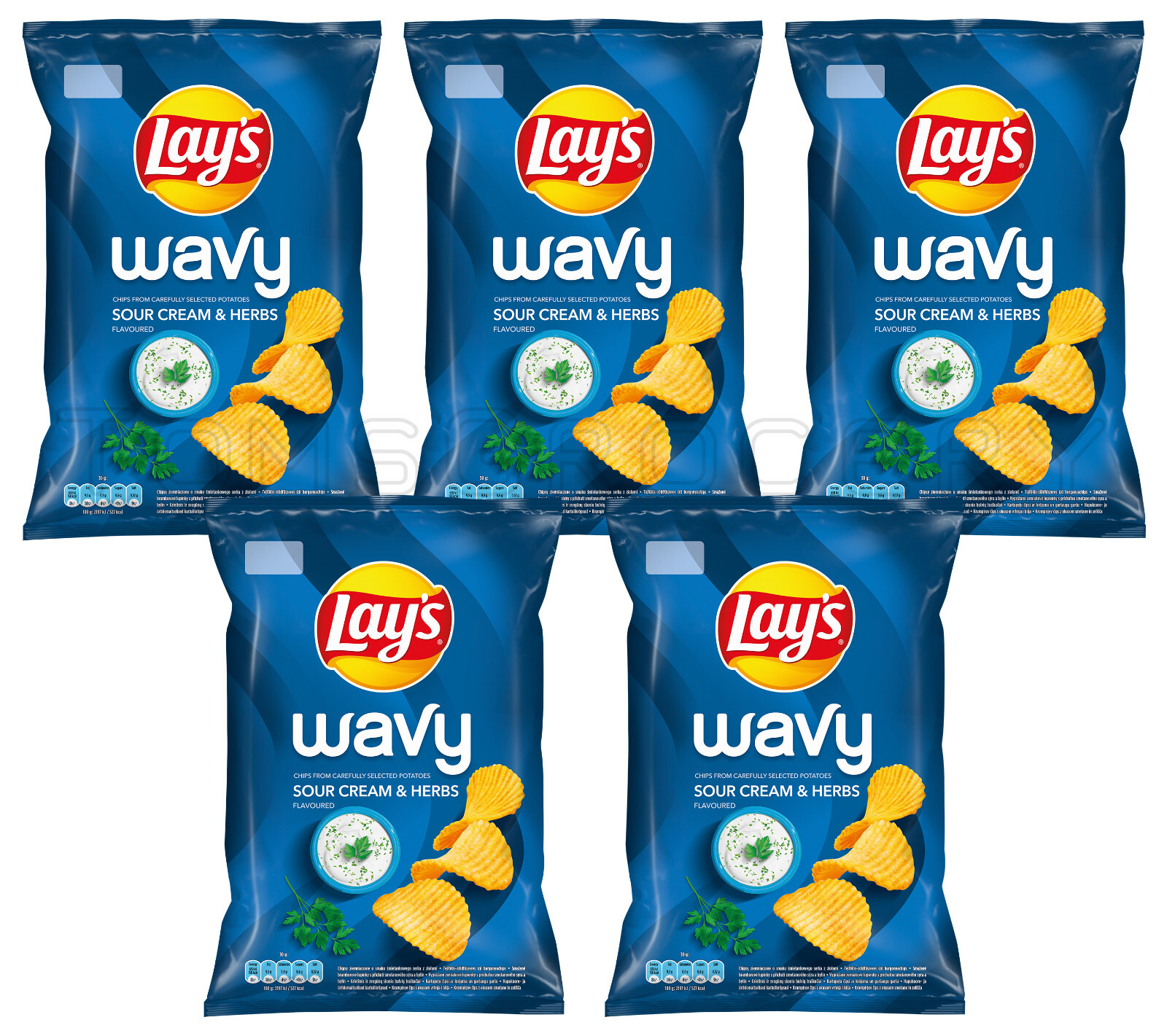5 LAYS WAVY SOUR CREAM & HERBS Flavor Potato Chips Crisps Snacks 120g 4.2oz