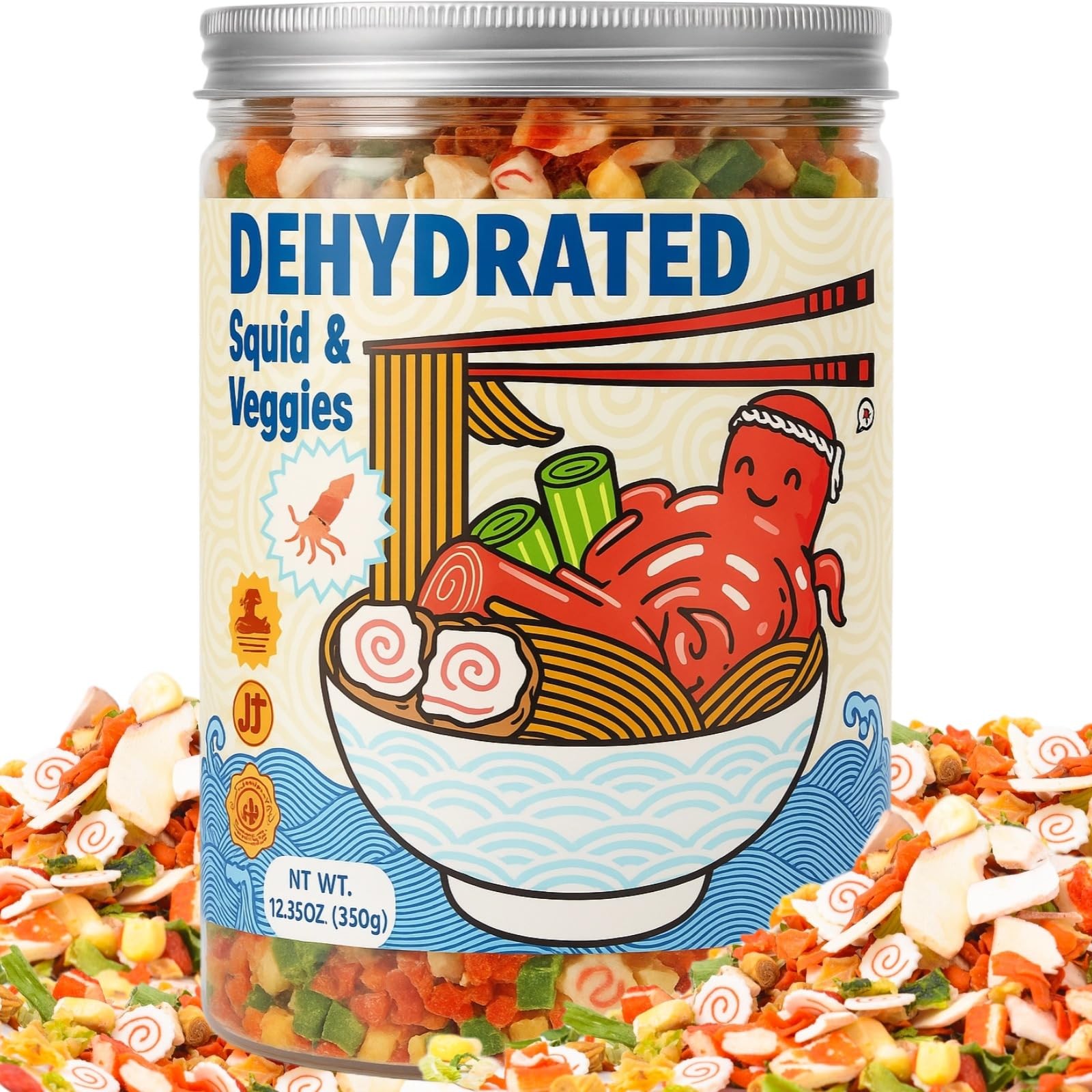 Dried Ramen Toppings 11 Mix Seafood & Veggies Real Squid, Shrimp, Fish Cake …