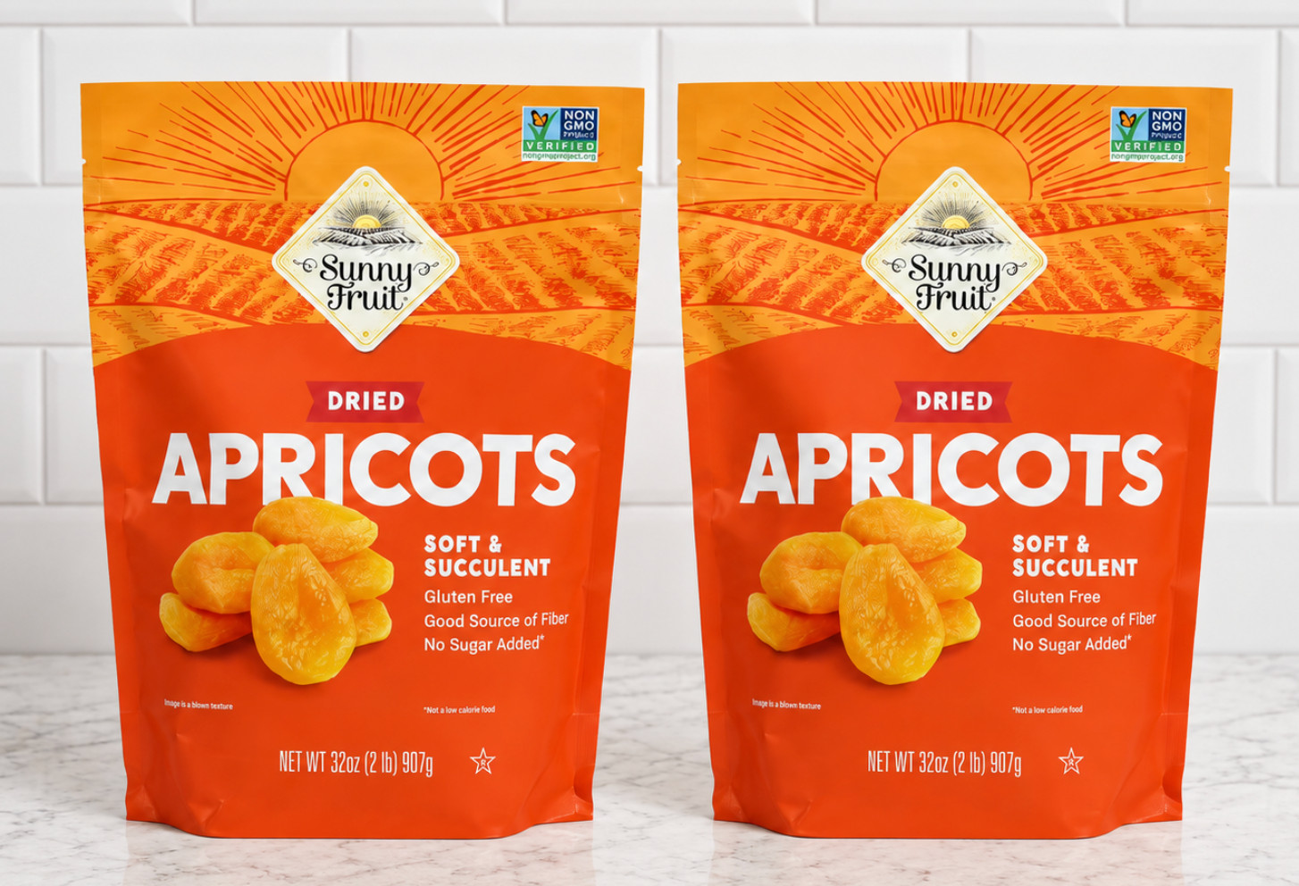 2 Pack Sunny Fruit Soft and Succulent Dried Apricots, 32 oz
