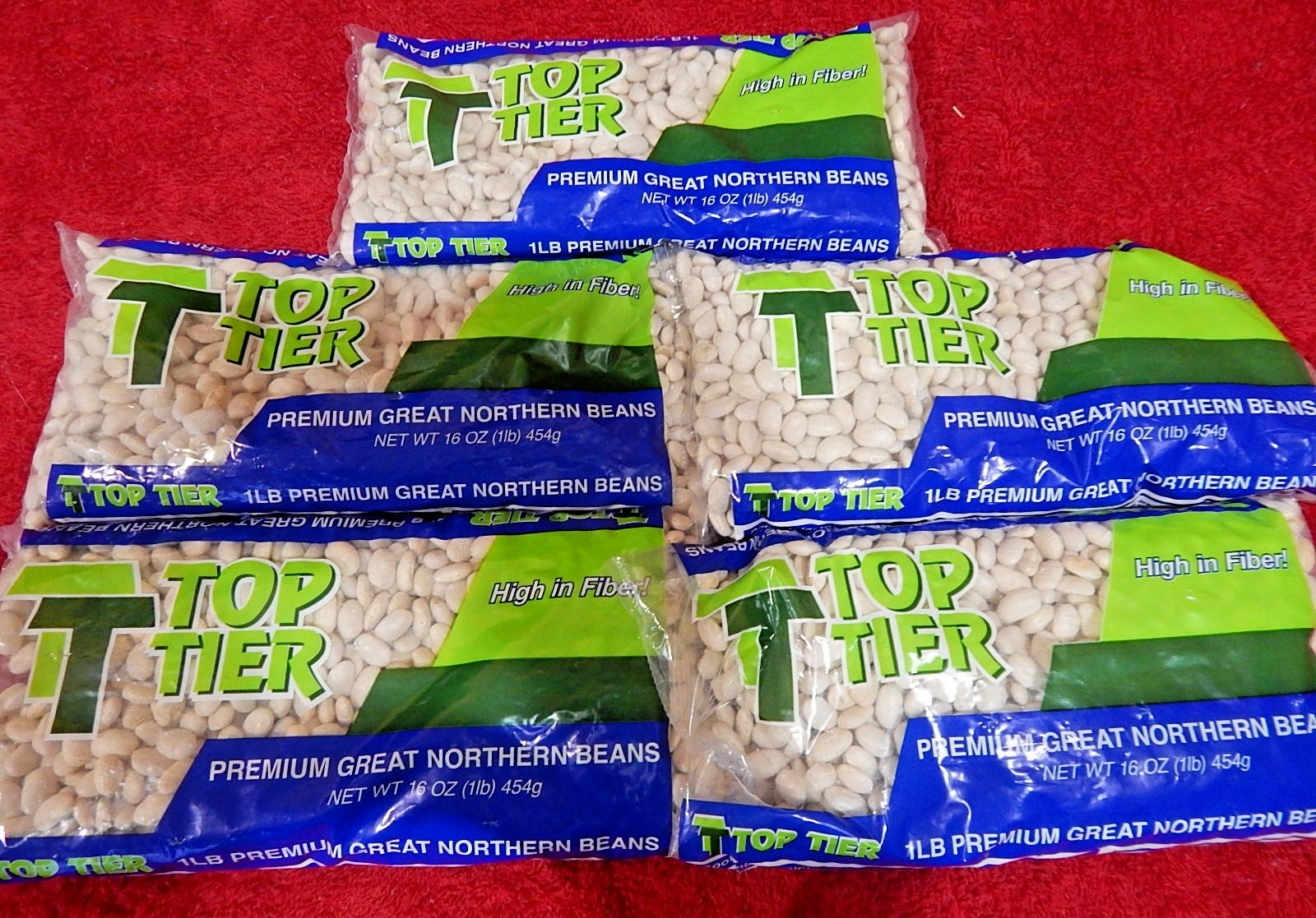 FIVE LBS,5 Packages Premium Great Northern Beans Top Tier Dry Food Beans 2027
