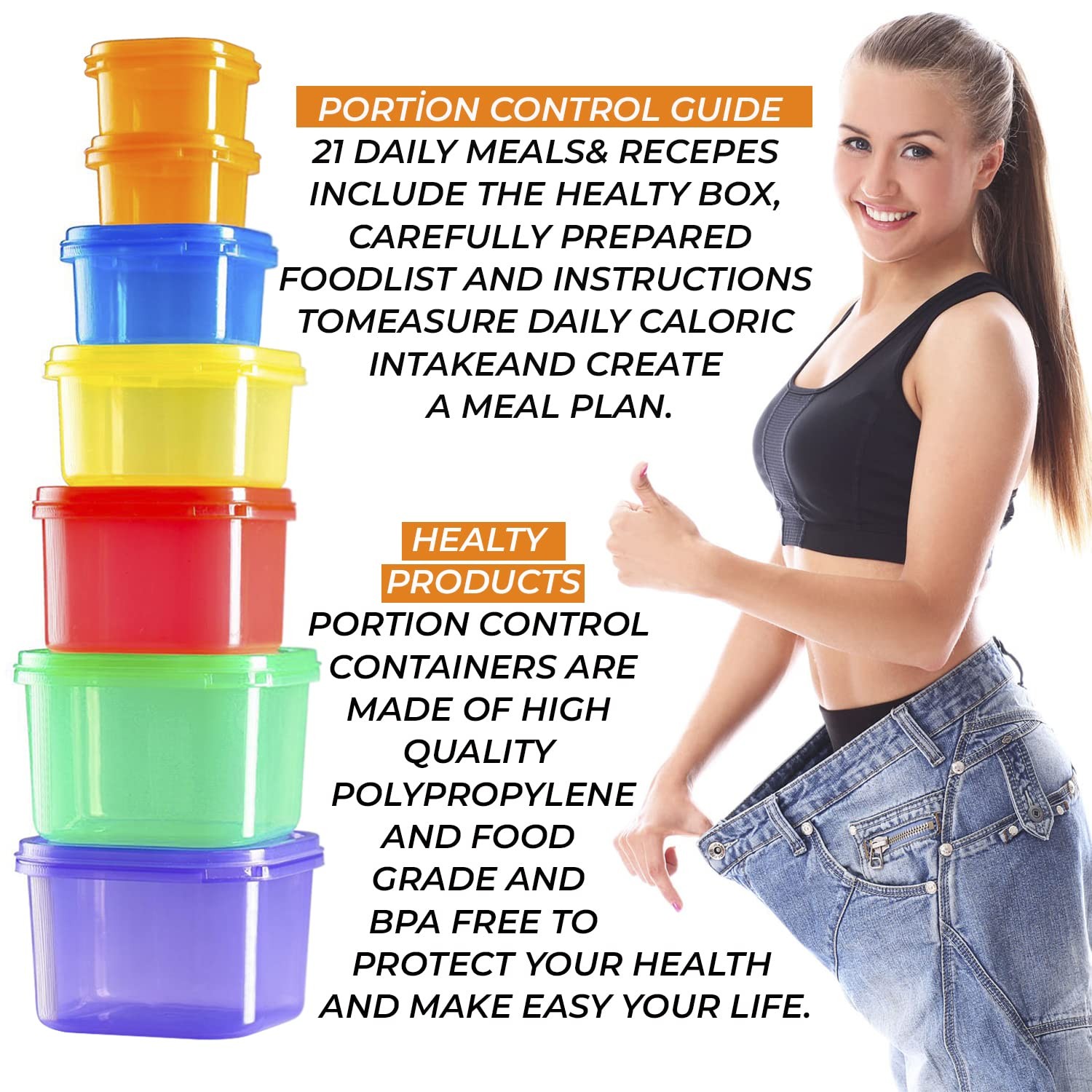 miaform Portion Control Container and Food Plan – 2 inches (L) x 6 (H)