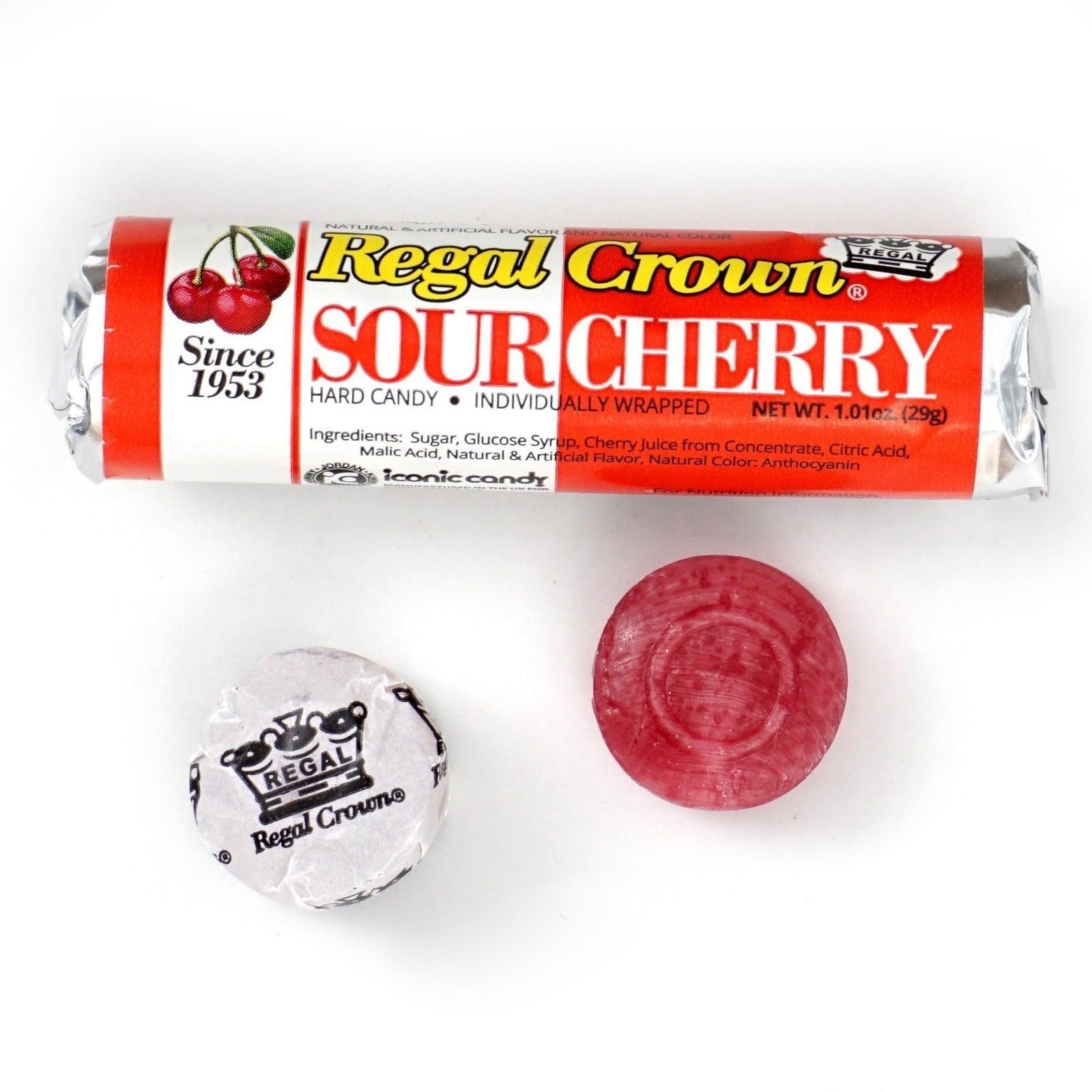 Regal Crown Roll Sour Cherry, 1.01 Ounce (Pack of 5), Sour Candy, The Hampton…