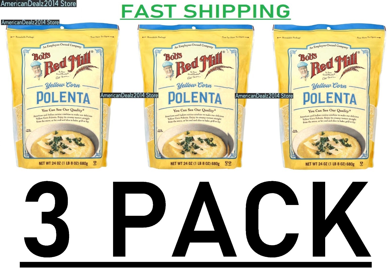 2 PACK – Bob’s Red Mill Yellow Corn Polenta 24 oz Pkg Kosher EXP: 05/2025