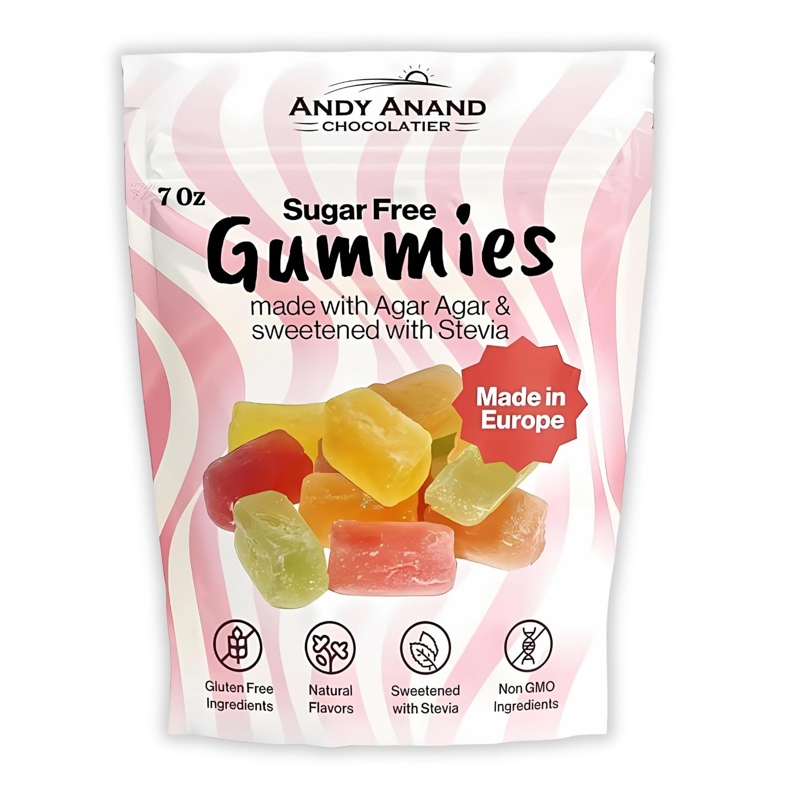 Andy Anand Sugar Free Gummies made with Agar and sweetened Stevia (7 Ounce)