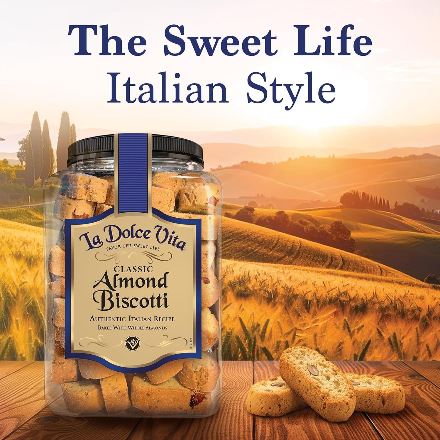 Authentic Italian Almond Biscotti – 40 oz. Jar, No Artificial Ingredients