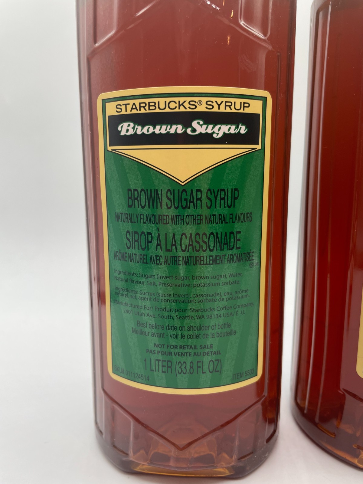 Starbucks Brown Sugar Coffee Syrup Dessert Topping 1 L (33.8 fl oz) 2 Bottle