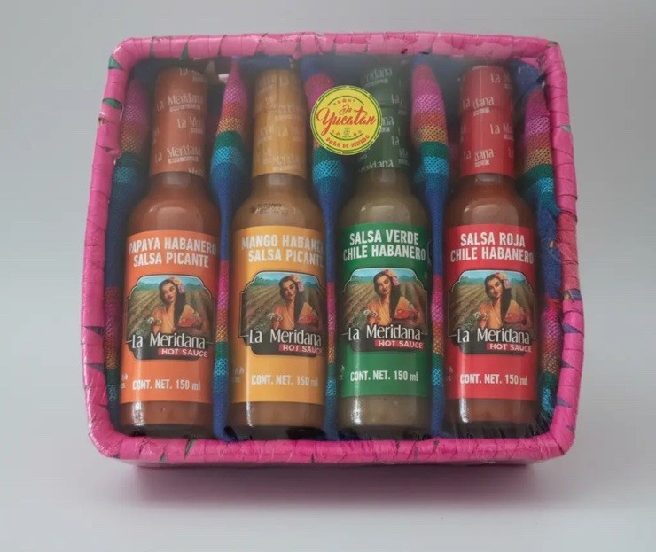 Pack 4 Salsas La Meridana Mango, Papaya, Verde Y Roja 150ml C/u/ Hot Sauce