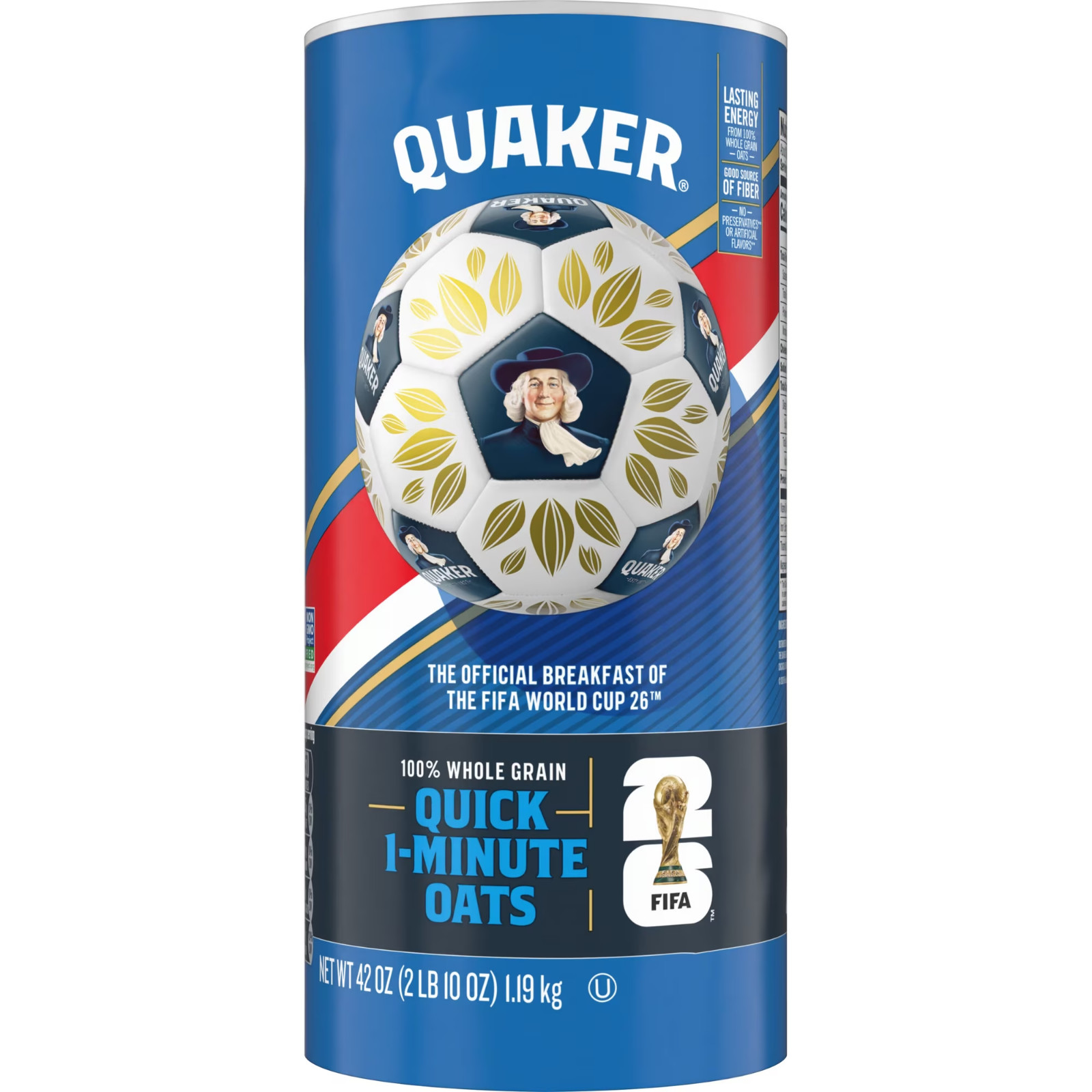 Quaker, Quick 1 Minute Oats, Oatmeal,Quick Cook Oatmeal,42 oz Canister Dry Oat@@