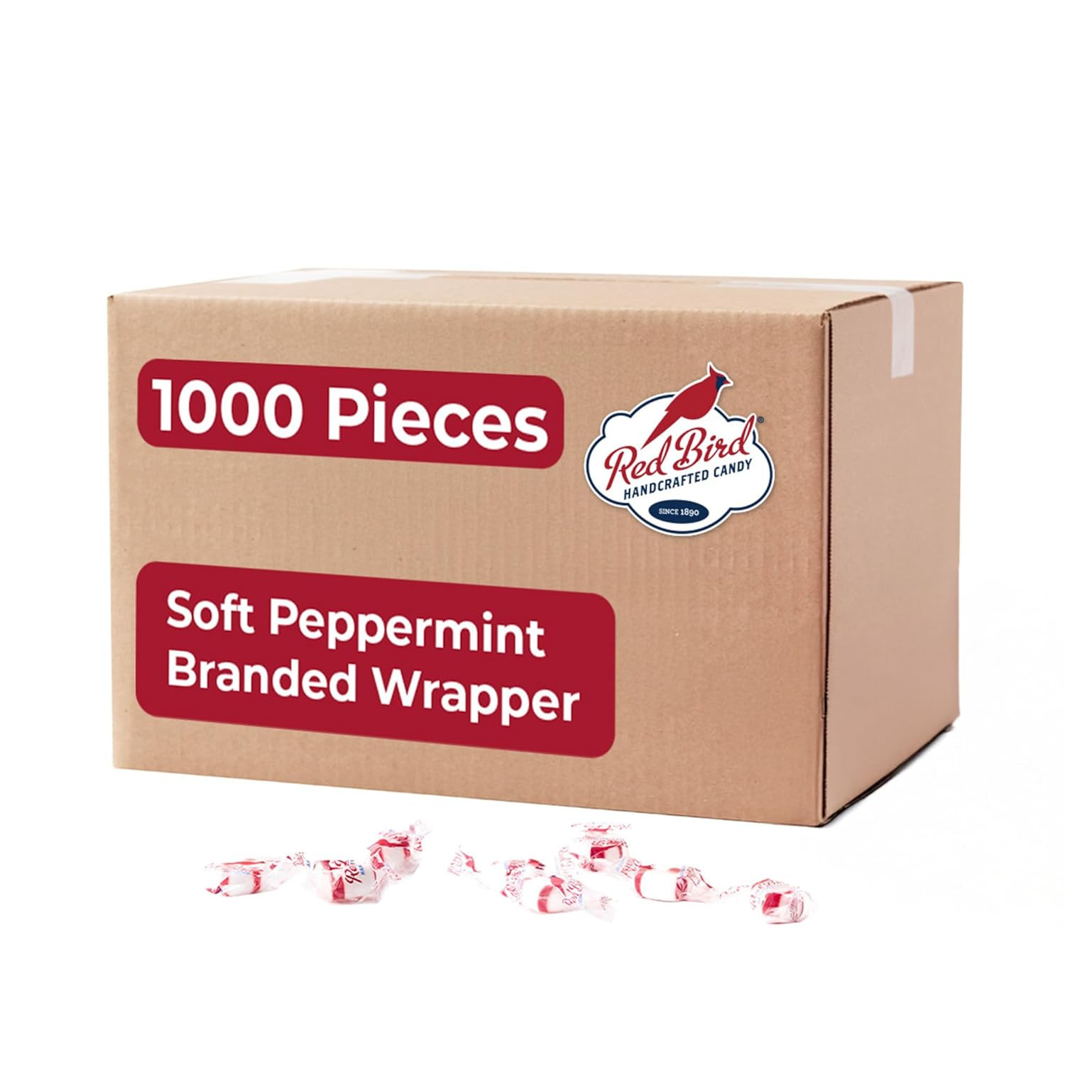 Soft Peppermint Candy Mints, Bulk Candy Individually Wrapped, Branded Wrapper, 1