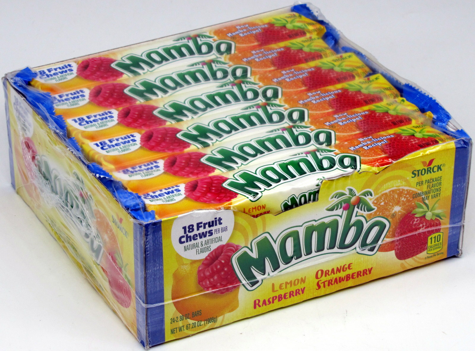 Mamba Fruit Chews Box 24 Bars Candy Assorted Flavor Bulk Candies Fruits Chew