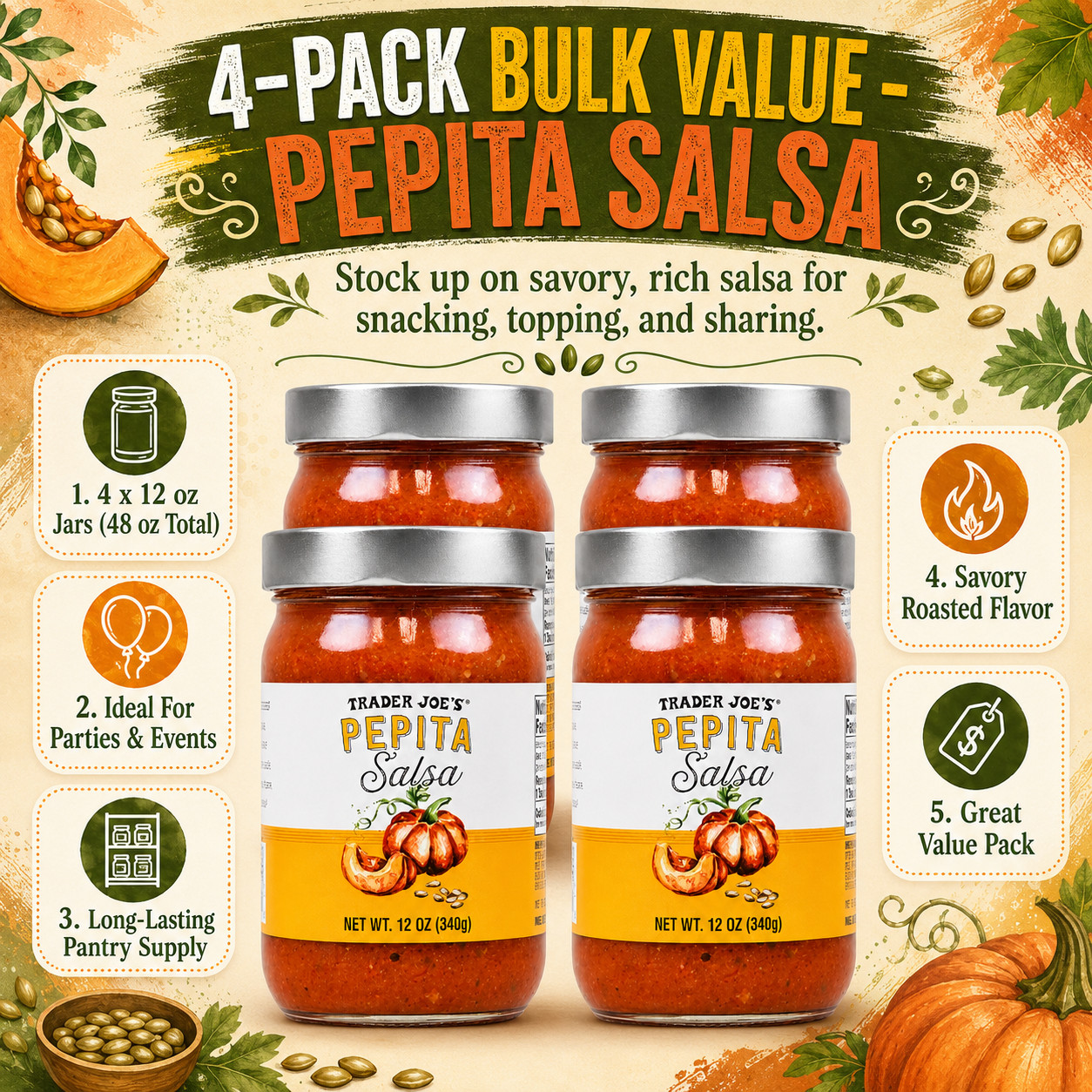 4 Pack Trader Joe’s Pepita Salsa 12 oz