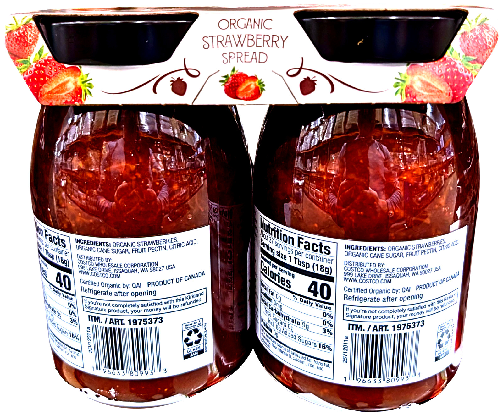 Kirkland Signature Organic Strawberry Spread 2 Jars x 24 Oz EXP 03/2027