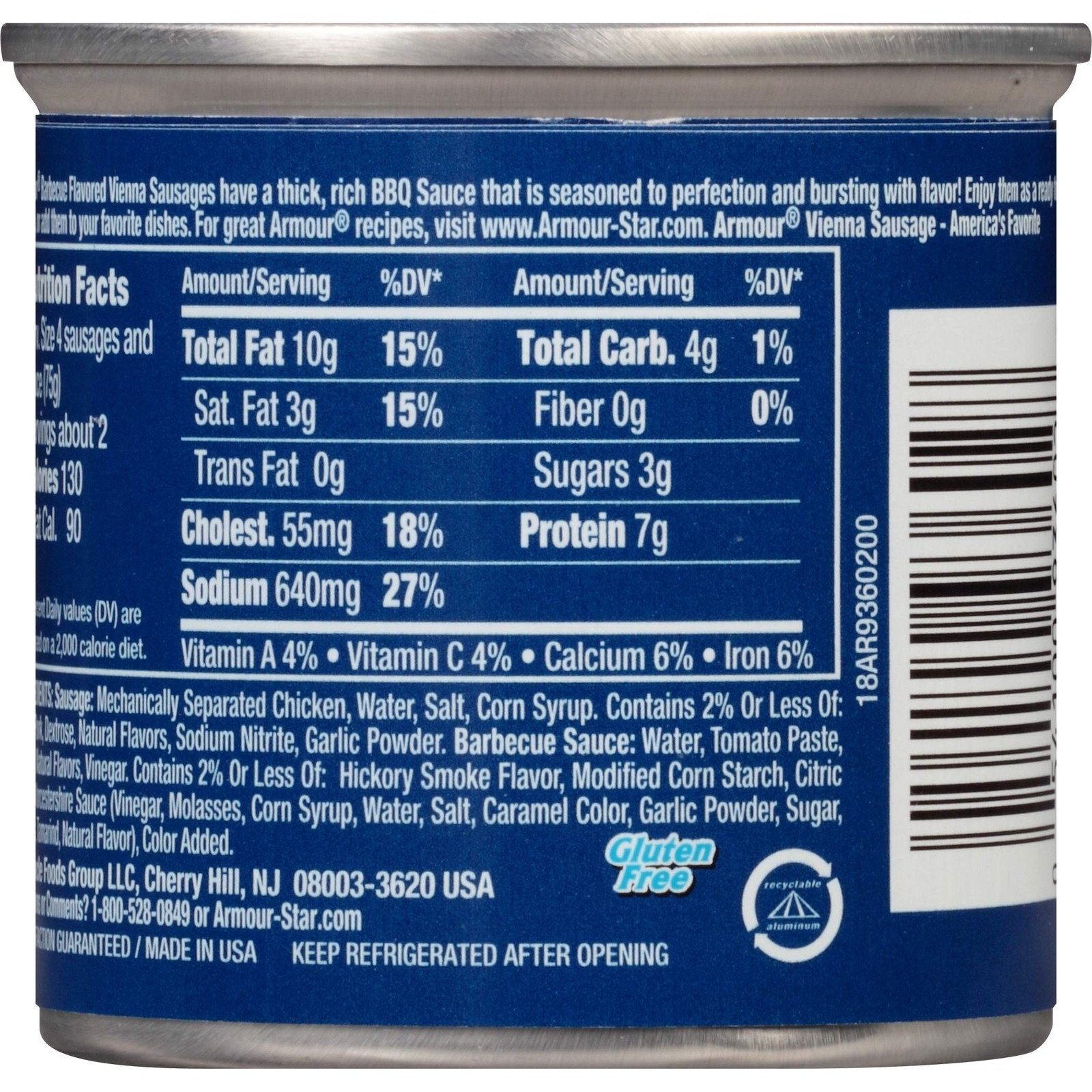 Barbecue Flavored Vienna Sausage – Canned, 4.6 Oz, Pack of 24