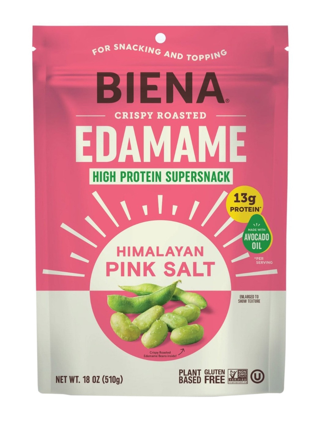 Biena Crispy Roasted Edamame Himalayan Pink Salt, 18 Ounce- FREE SHIPPING