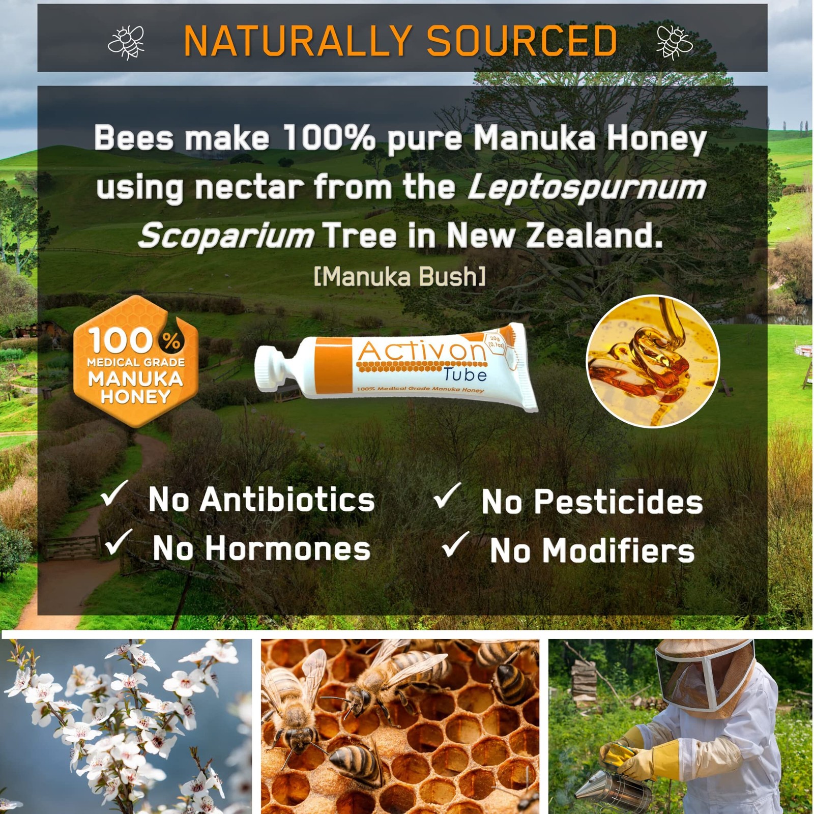 Activon Medical Grade 100% Manuka Honey Gel Tube Natural Healing of Wounds 3 …