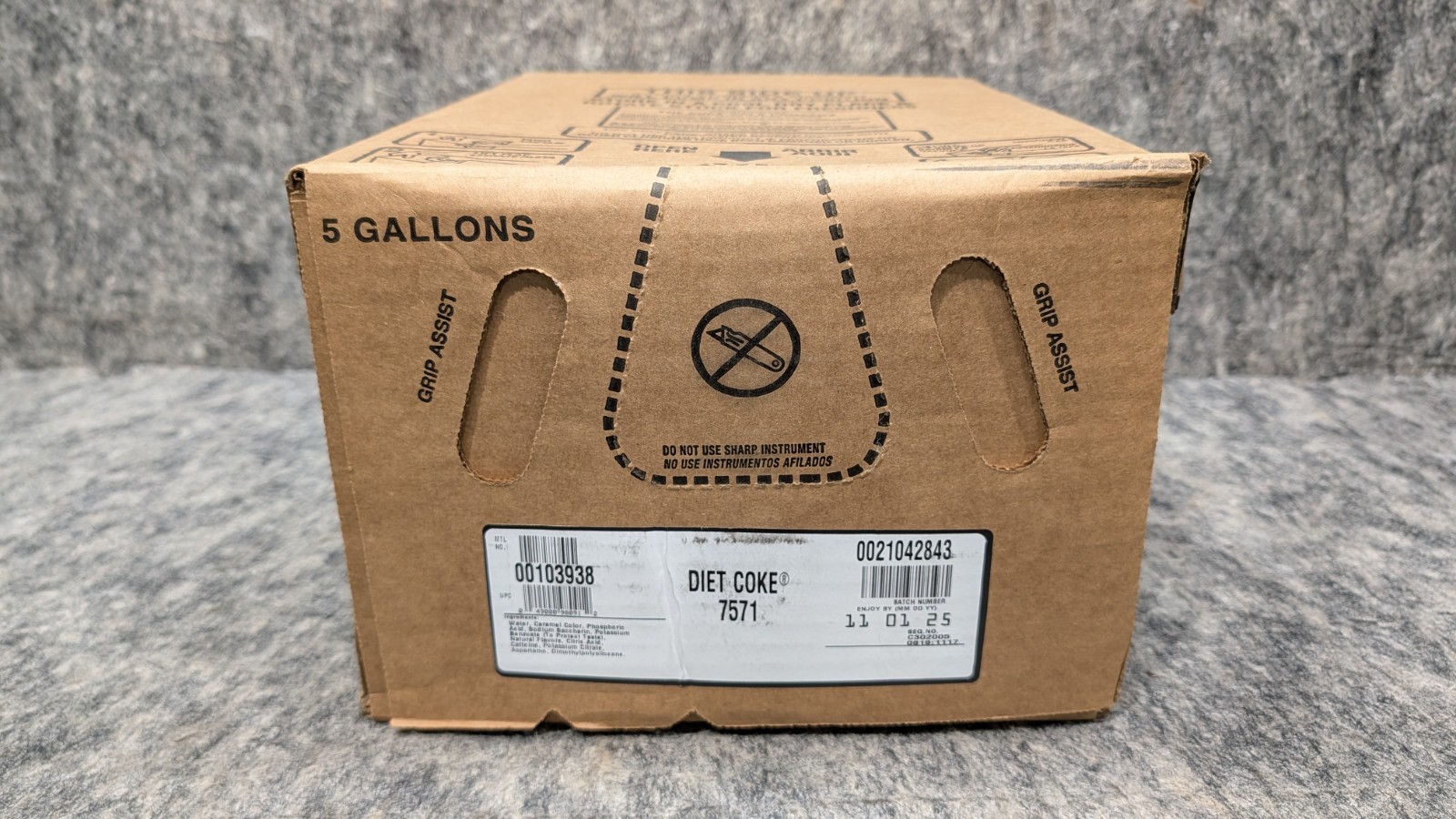 Diet Coke Classic 5 Gallon Soda Syrup Concentrate Bag in Box BB 11/01/25
