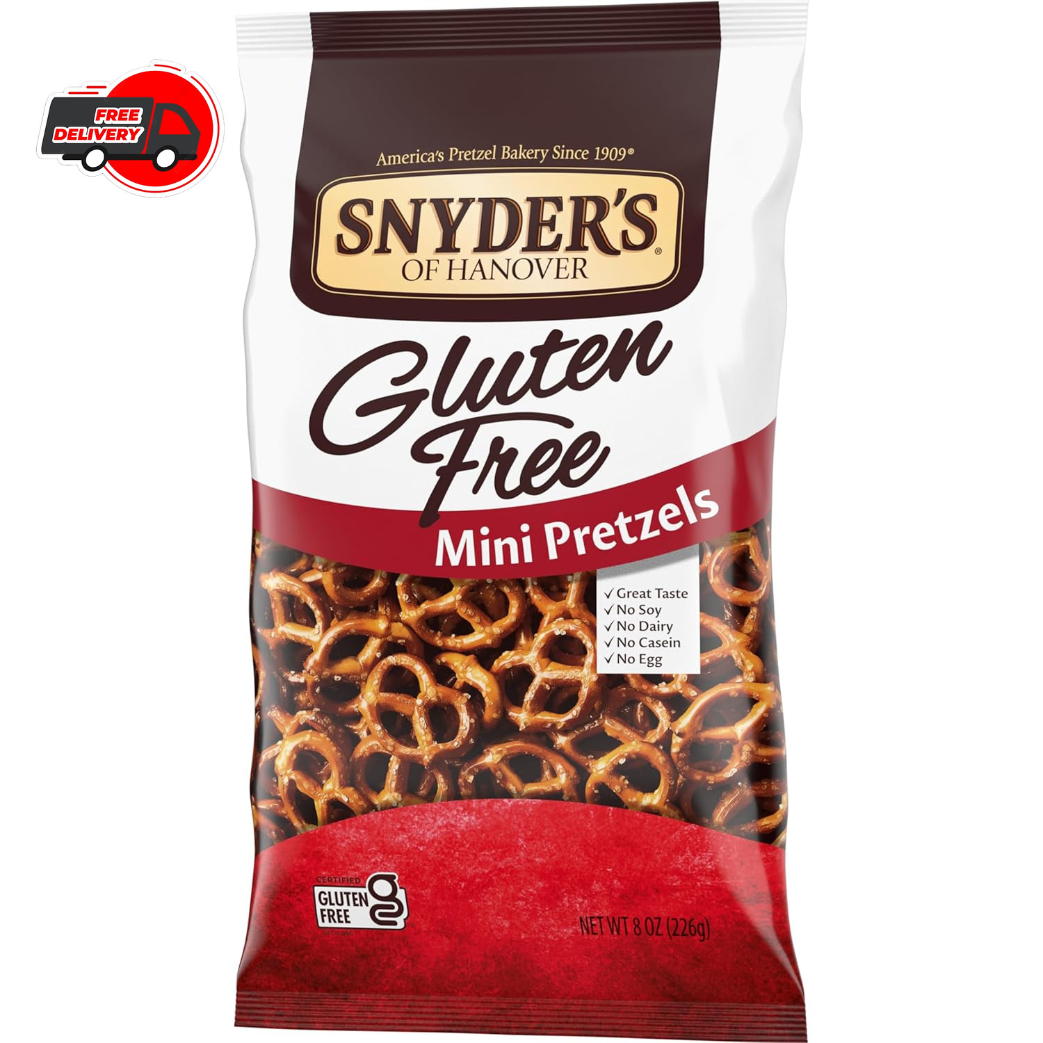 Snyder’s of Hanover, Gluten Free Mini Pretzels, 8 Oz Bag