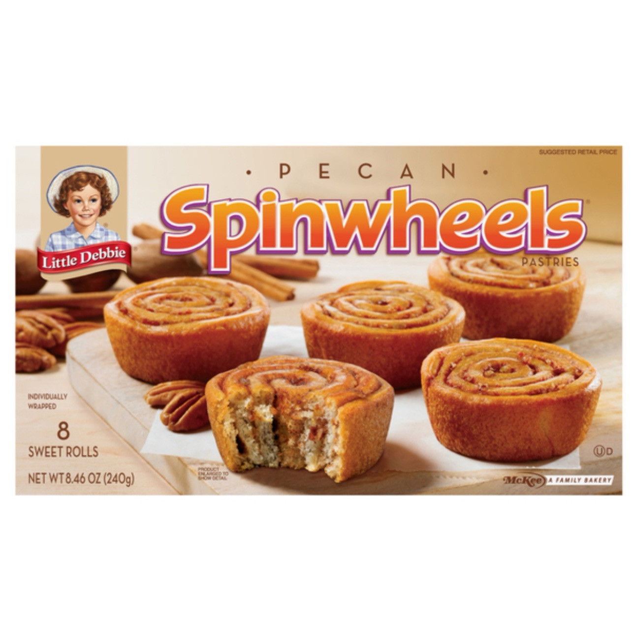 🟣 New Little Debbie Pecan Spinwheels Cinnamon Baking Pastries 8.46oz