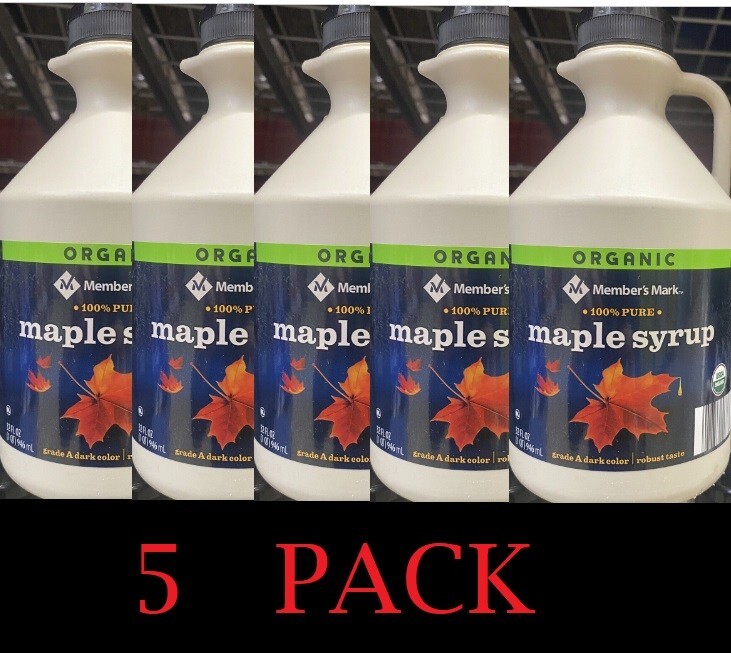 5x Member’s Mark Organic 100% Pure Maple Syrup 32 oz – 5 PACK
