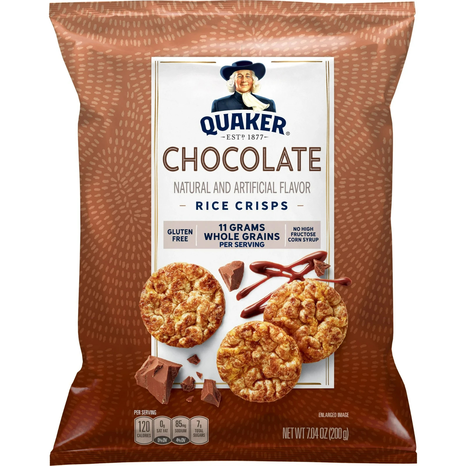 3 Pack Quaker Popped Chocolate Rice Crisps Cereal Size 7.04 oz Bags Gluten Free