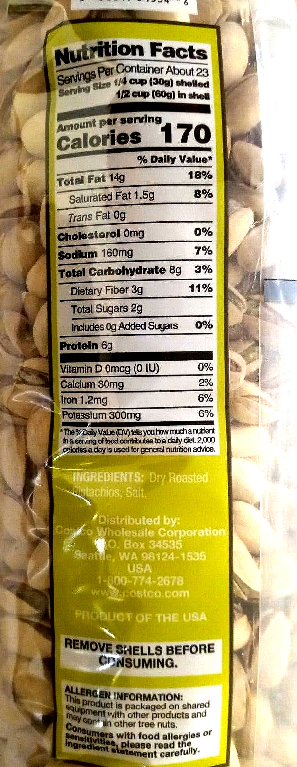 Kirkland Signature In-Shell Pistachios Roasted & Salted 3 lb EXP 06/2025