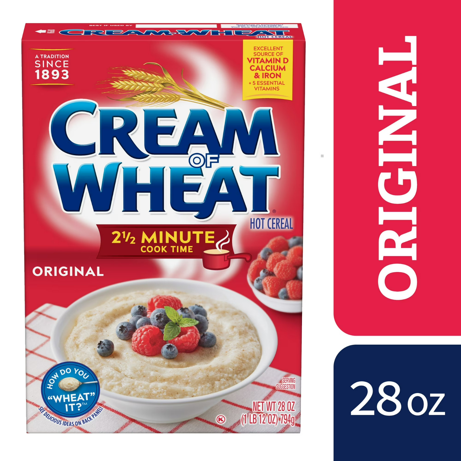 Cream of Wheat Original Hot Cereal, Kosher, 28 oz Box, 2.5 Min.