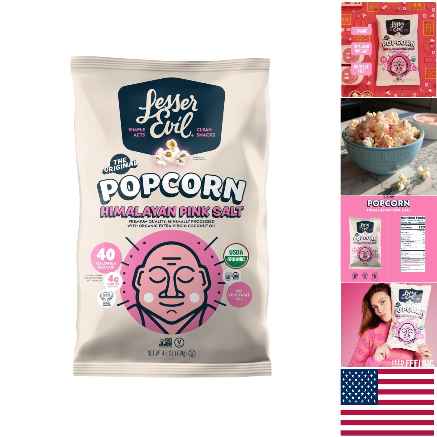 Healthy Popcorn with Himalayan Pink Salt, 4.6 Oz – Guilt-Free Snacking
