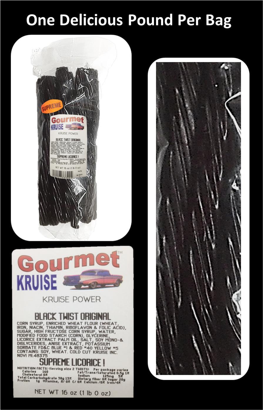Black Licorice Original Twist 3-1lb Bags (3 Pack) (NET WT 48 OZ) Gourmet Kruise®