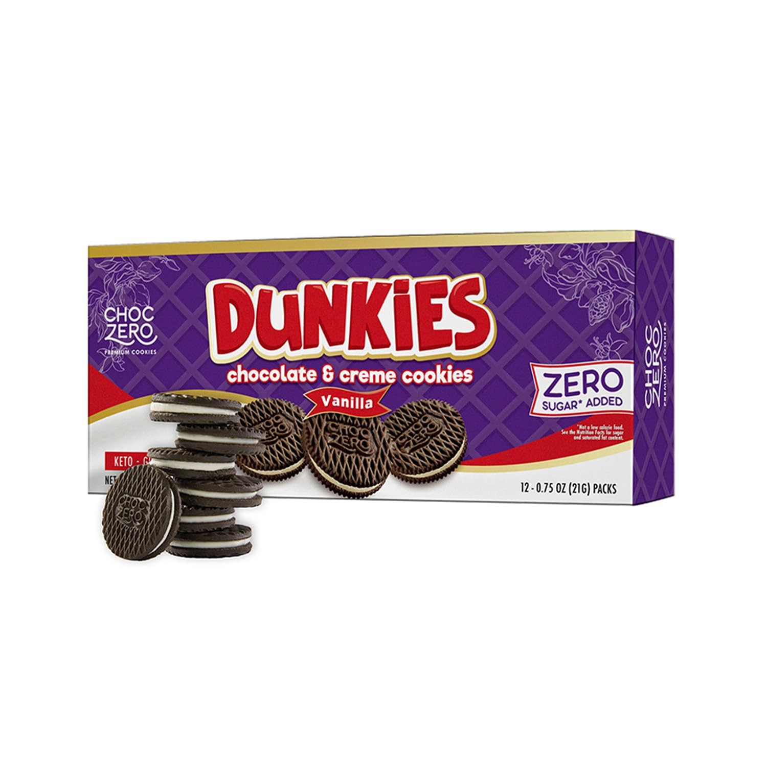 ChocZero Keto Chocolate Sandwich Cookies with Creme – Low Sugar – (1 Box, 9oz)
