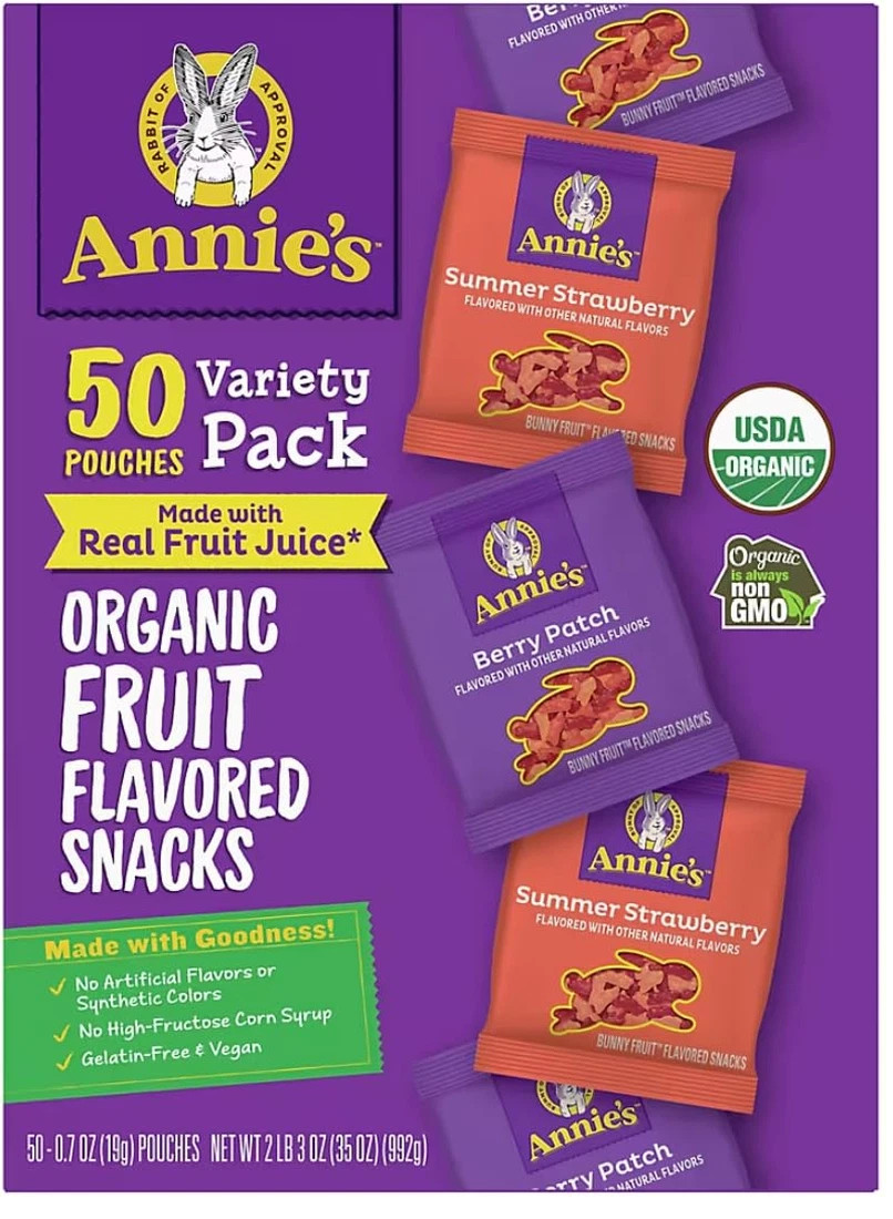 Annie’S Fruit Snacks VARIETY 100 (2 x 50 PACK SIZE) Organic Fruit Snacks Berry