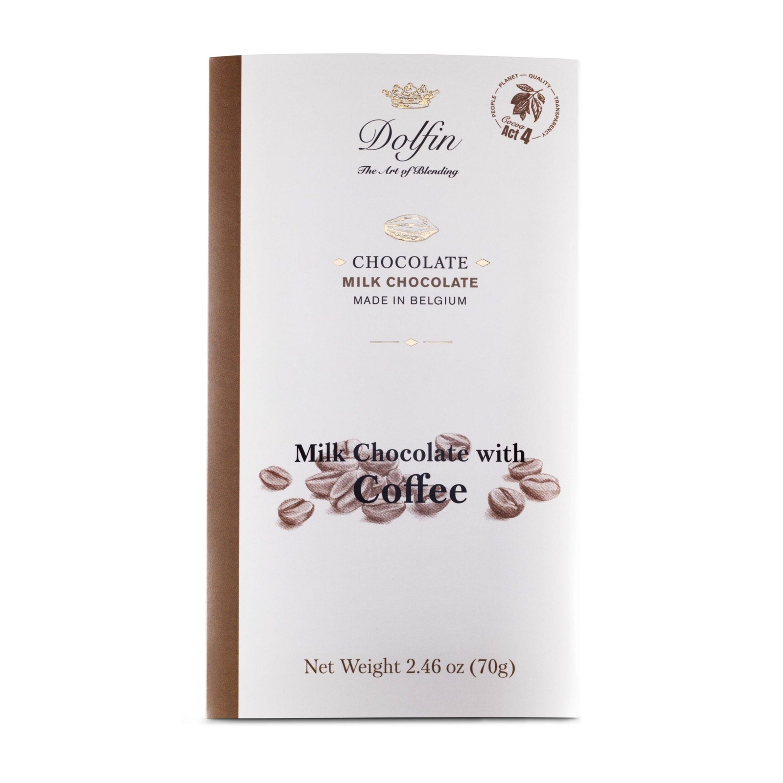 Dolfin 37% Milk Chocolate Bar with Coffee imported from Belgium