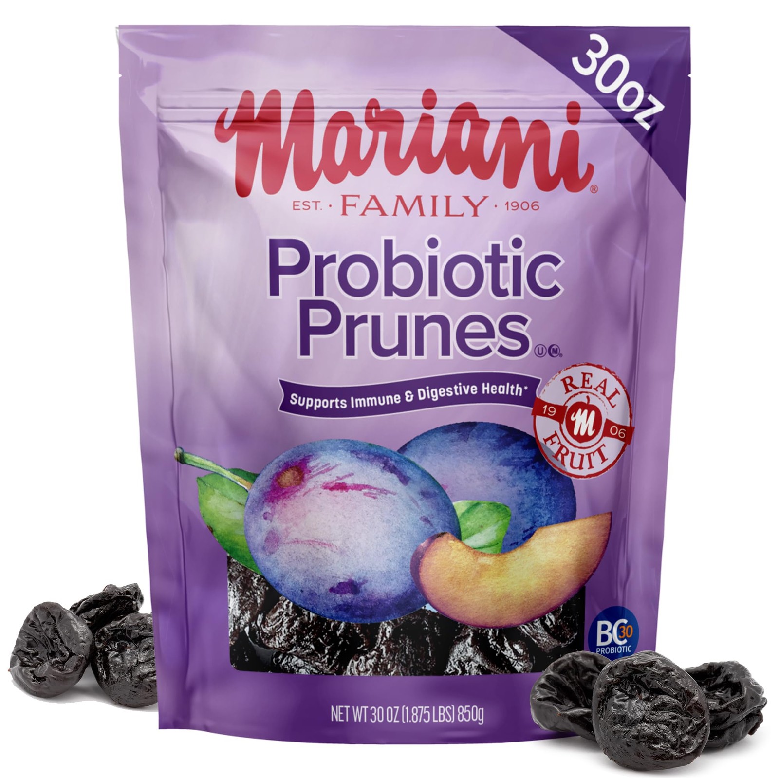 Mariani Probiotic Prunes Pitted Unsweetened, 30oz – Bulk 30 Ounce (Pack of 1)
