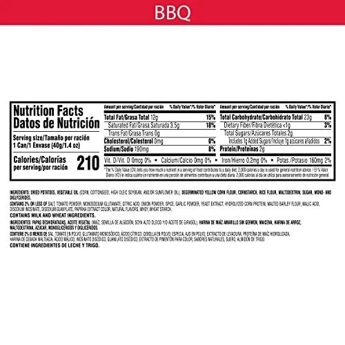 Pringles Potato Crisps Chips, Bbq, 1.4oz ( pack of 12)